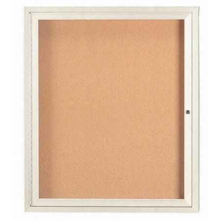 Aarco Illuminated Enclosed Bulletin Board w/ Ivory Powder Coated Al Frame, 36''Hx30''W DCC3630RIIV