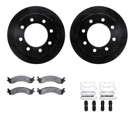 Dynamic Friction Co DFC Brake Rotor Drilled & Slotted - Black- w/Ultimate Duty Brake Pad & HW Kit 8412-40006