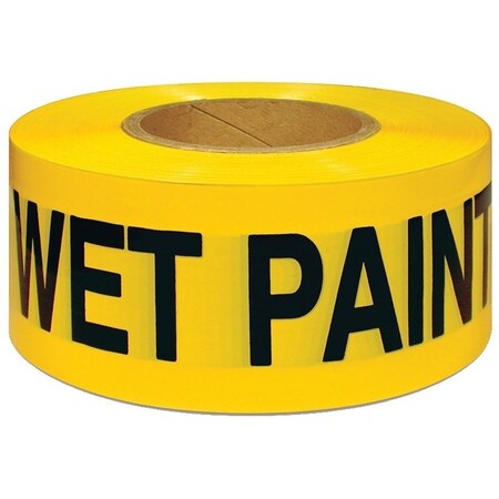 Intertape Barricade Tape, 300 ft L, 3 in W, Black/Yellow, Vinyl 600WP300
