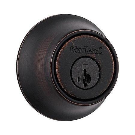 Kwikset Single Cylinder Deadbolt, 1" L Throw, Zinc 665-11P-SMT-6AL-STRKP-K3