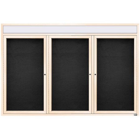 Aarco Enclosed Letter Board Directory w/ Powder Coated Ivory Al Frame and Header, 48''Hx72''W, 3 Doors ADC4872-3HIV