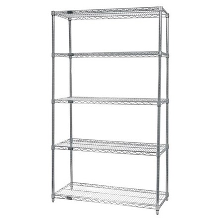 Betterbeds 5-Shelf, Chrome Wire Shelving Unit - 14 x 54 x 74 in. BE1136898