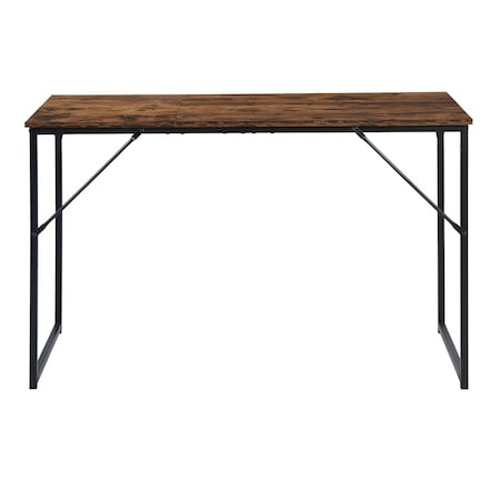 Homeroots 32" Brown and Black Wood and Metal H-Shape Computer Desk 568039