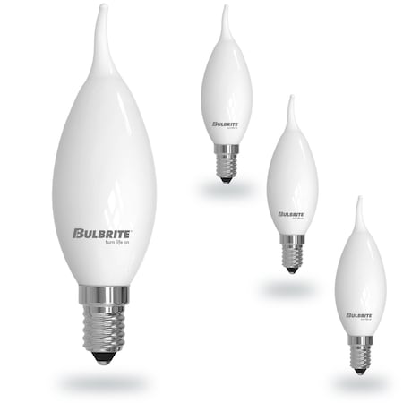 Bulbrite 5 Watt LED CA10 Light Bulbs, Warm Dimming 3000K Soft White, 1800K Candlelight, 500 Lumens, 4PK 862886