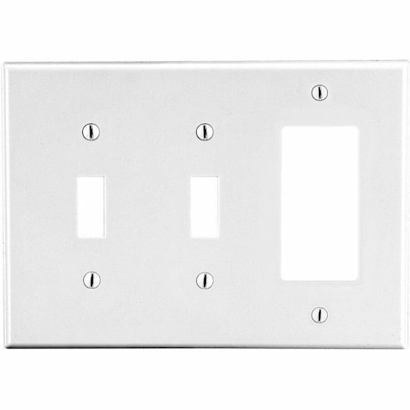 Hubbell Wiring Device-Kellems Toggle Switch/Rocker Wall Plate, Number of Gangs: 3 Plastic, Satin Finish, White PJ226W