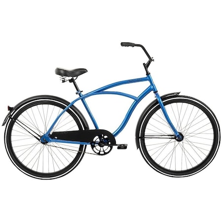 Huffy Cruiser Bicycle, Men's, 12+, Steel Frame, Coaster Brake, 26 in Dia Wheel, Blue 66622