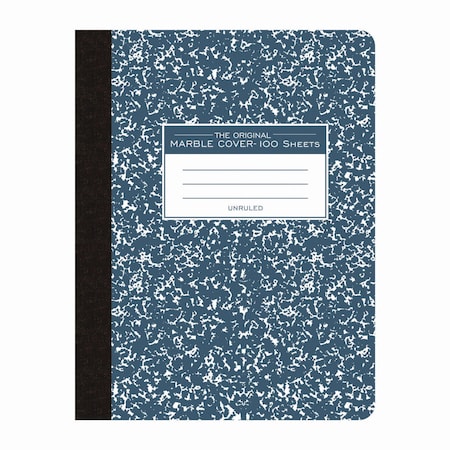 Roaring Spring Hardcover Marble Composition Book, Unruled, Blue Marble Cover, 100 9.75 x 7.5 Sheets 77261