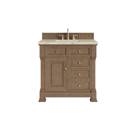 James Martin Vanities Brookfield 36" Single Vanity, Pecan, w/ 3 CM Tajnar Eclos Top 547-V36-PCN-3TJR