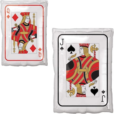 Loonballoon Casino Balloons, 17 inch ROLL THE DICE JACK & QUEEN LOON-LAB-39704-01-A-P