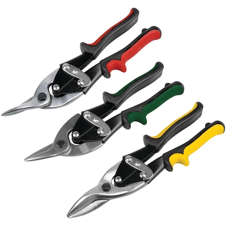 Perform Tool Pliers Left Cut/ Right Cut/ Center Cut Aviation Tin Snip; Chrome Vanadium Jaw; Ergonomic Grip W2040