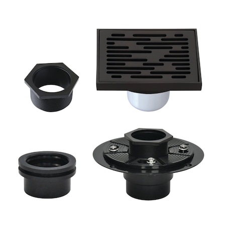 Kingston Brass 4" Brass Square Grid Shower Drain with Hair Strainer and Base Flange, Oil Rubbed Bronze BSFK6310ORB