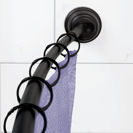 Zenith Zenna Home NeverRust 50'' to 72'' Adjustable Fixed or Tension Curved Shower Rod in Matte Black 35635ALBKL