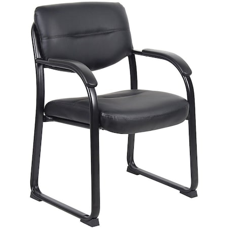 Boss Side Chair, Black Back, 23 in W 24-1/2" L 34-1/2" H, Fixed, Leather Seat B9519