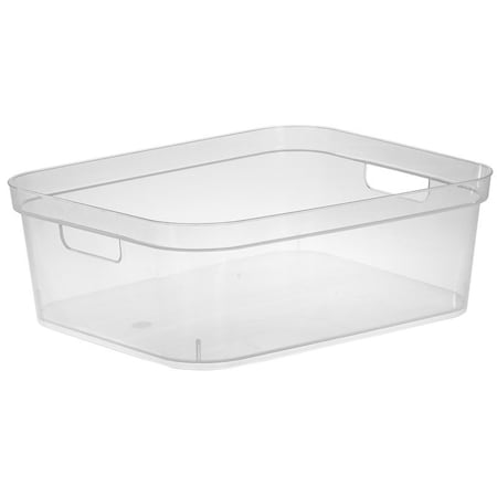 Sterilite Short Storage Bin, 16.5 qt Capacity, Polypropylene, Clear, 15 in L, 12-1/4 in W, 5-1/4 in H 13248608