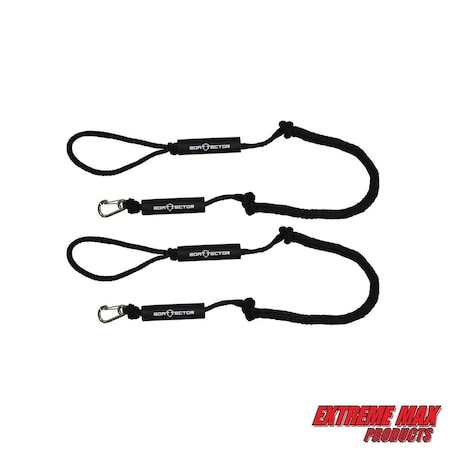 Extreme Max Extreme Max 3006.3095 BoatTector PWC Bungee Dock Line Value 2-Pack - 5', Black 3006.3095