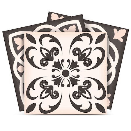 Homeroots 5" X 5" Charcoal And White Mosaic Peel And Stick Removable Tiles 390784