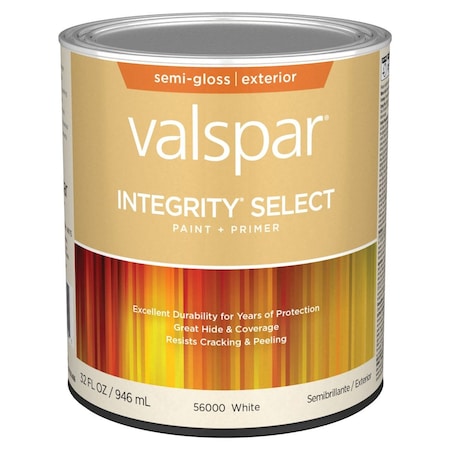 Valspar Integrity Select Semi-Gloss Paint & Primer Exterior Paint Wht 1 Qt. 028.0056000.005