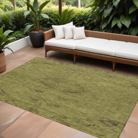 Homeroots 8' X 10' Olive Green And Brown Floral Washable Indoor Outdoor Area Rug 604237