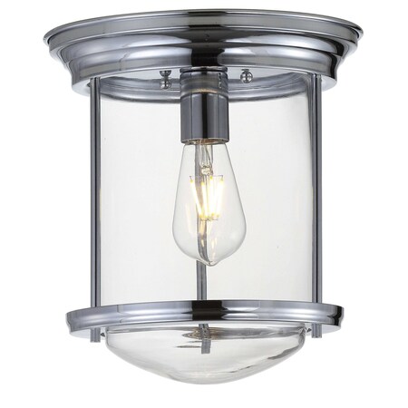 Jonathan Y Savannah 10.25" Metal/Glass LED Flush Mount, Chrome JYL7440C