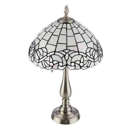 Lavish Home Tiffany Table Lamp with Stained Glass Shade, Silver, 14 inx23 in 72-TIFF-11