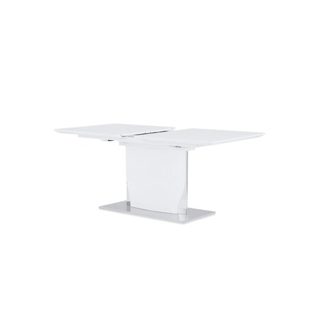 Homeroots 63" White Solid Wood Butterfly Leaf Pedestal Base Dining Table 383829