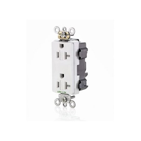 Leviton Commercial Grade Decora Receptacle, 20 Amp, 125 Volt MT163-W