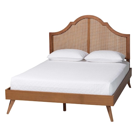 Baxton Studio Alecia Mid-Century Ash Walnut Wood Queen Size Platform Bed 253-12668-9408-ZORO