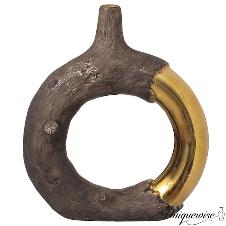 Uniquewise 13in Resin Ring Open Circle Design Vase Decorative Centerpiece with Artistic Style, Large QI004842.L