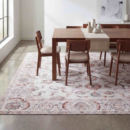 Jonathan Y Arabella Vintage Floral Border Non-Slip Machine-Washable Cream/Terra 8 ft. x 10 ft. Area Rug VOR107E-8