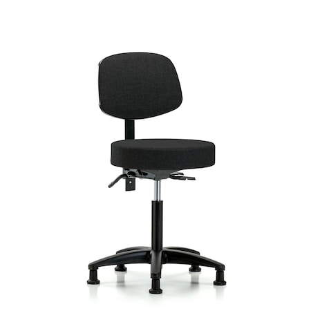 Blue Ridge Ergonomics Bench Stool, Med, Fab, Bk, Tilt, Glides, Blk BR-FMBST-RG-T1-NF-RG-F42