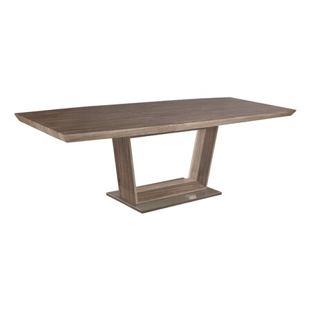 Homeroots 71" Gray Wood and Metal Self-Storing Leaf Pedestal Base Extendable Dining Table 555165