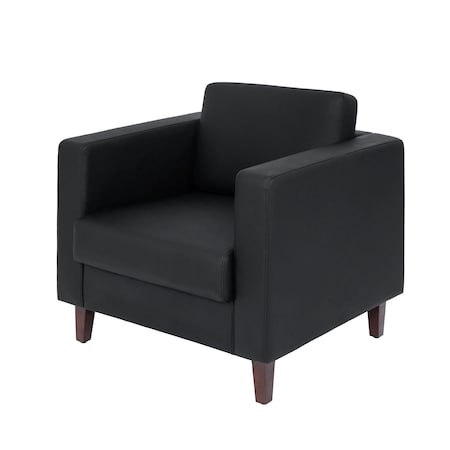 Flash Furniture HERCULES Artemis Black LeatherSoft Reception Chair w/2 AC Outlets/1 USB/1 USB-C Ports ZB-8921-1S-BLK-GG