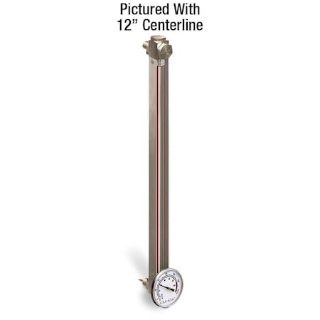 Oil-Rite Steel Liquid Gauge w/Dial Thermometer w/Straight Threads and Buna-N Seals - 18in., 1/2in.-20 w/Nuts B1559-21800BB1W