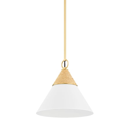 Mitzi Megan Molten X Mica 1 Light Pendant 13 In. Aged Brass H709701S-AGB/TWH