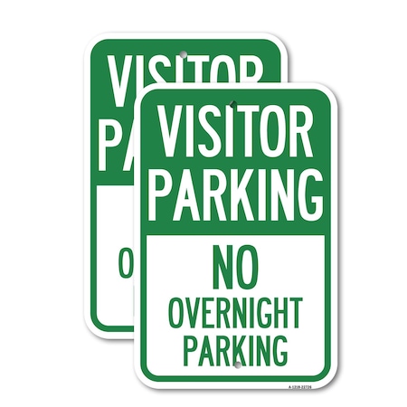 Signmission Visitor Parking Sign Visitor Parking No Overnight Parki, 12'' X 18'', Heavy Gauge Aluminum, 2PK A-1218-2PACK-22726