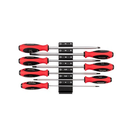 Tekton Slotted Screwdriver Set with Modular Organizers - 8 Inch Shanks, 7-Piece (4 - 14 mm) DWS90103