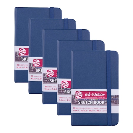 Talens Art Creation Sketchbook, 80 Sheets, 90lbs, Navy Blue Cover, 3.5'' x 5.5'', 5PK 9314231M