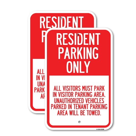 Signmission Parking Sign Resident Parking Only, 18'' X 24'' 2 Signs, Heavy Gauge Aluminum, 2PK A-1824-2PACK-23358