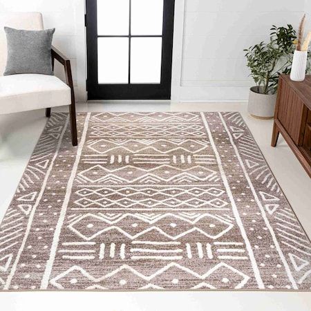 Jonathan Y Amanar Tribal Geometric Brown/Ivory 3 ft. x 5 ft. Area Rug MOH503A-3