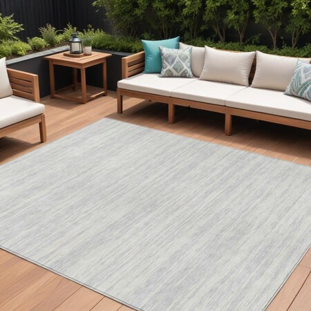Homeroots 10' X 14' Silver And Ivory Abstract Washable Indoor Outdoor Area Rug 613126