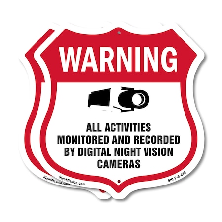 Signmission Video Surveillance Shield Sign Warning A, 6 inch X 6 inch, Plastic Sign, 2PK SHI-P-2PACK-6-474