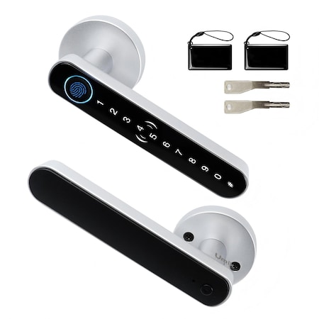 Wrightmaster 5-in-1 Aluminum Smart Handle Lock with App Control, Fingerprint, IC Card, Keypad, Key Unlock ZR-YS