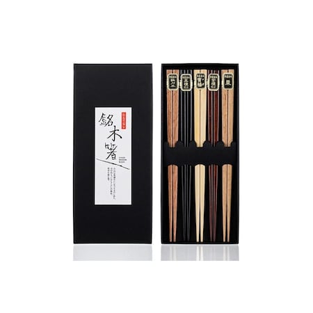 Carne Organic Basic Hardwood Japanese Reusable Wood Chopsticks - Pair of 5 CA4234073