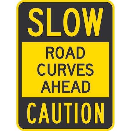Lyle Slow Road Curves Head Caution, 18x24, Non-Reflective, Yellow G-11293-NA_18x24