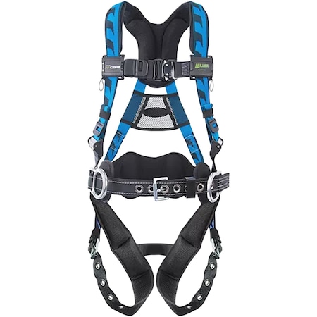 Miller Premium Breathable Full-Body Harness w/Lightweight Aluminum Hardware, 5 Points of Adjustment, Back/Si ACA-TB-BDP/UBL