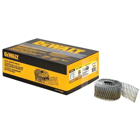 Dewalt Collated Siding Nail, 13-11/16 in L, 15 ga, Galvanized, Flat Head, 3600 PK DWC6R90BDG