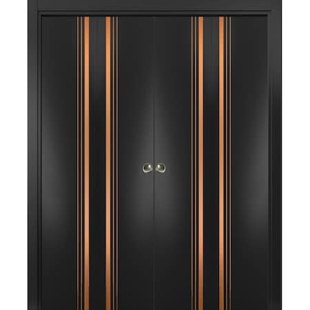 Sartodoors Sliding Closet Double Bi-fold Doors Planum 1010 Black Solid Core Modern Interior PLANUM1010DBF-BLK-96 x 80 (4* 24x80)
