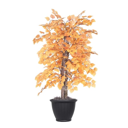 Vickerman 4 ft. Golden Aspen Bush in Gray Plastic Pot Decorative Plant, Orange TBU2240-RG