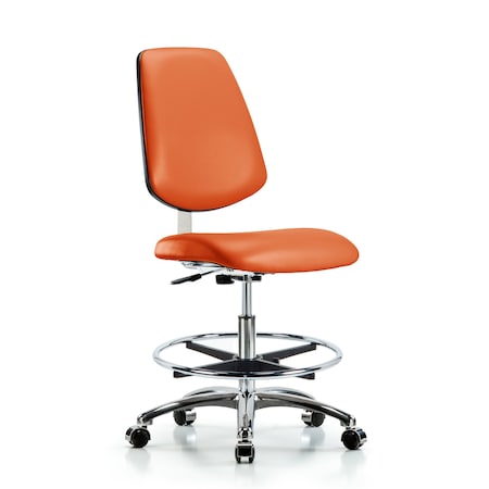 Blue Ridge Ergonomics Clean Room Chair 22" to 29" Height, Vinyl, Orange Kist BR-CLR-VMBCH-MB-CR-CF-CC-8613