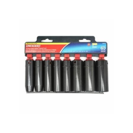 Crescent 8 Pc. 6 Point Deep Impact SAE Socket Sets, 1/2 in Dr, 1/2 in - 7/8 in Opening 192-CIMS2N